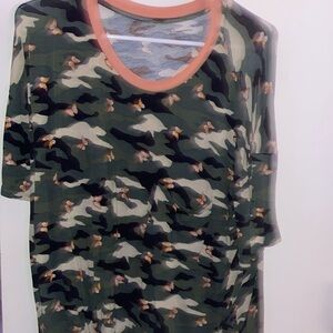 camo green, with butterflies blouse